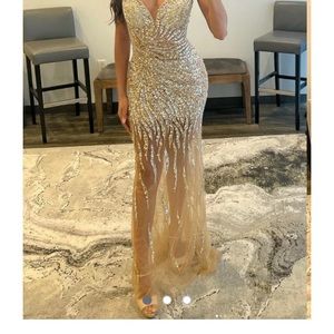 SOLD!!! Gold and silver beaded long dress.  Brand new!
